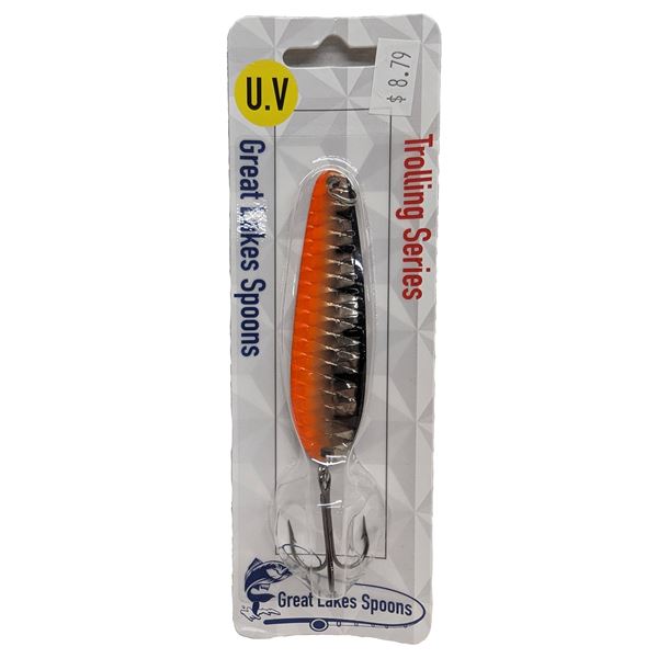 Great Lakes Spoons Silver/Trolling Series  Scaled Orange Chicken Wing 3-1/4" Sku S12-S
