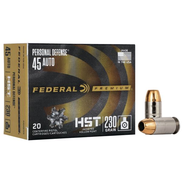 Federal Premium Personal Defense 45 Auto 230 Grain HST JHP (20 Rounds) Sku P45HST2S