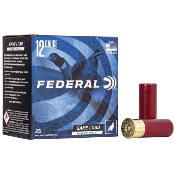 Federal 12 GA 2 3/4" 1 1/4 oz #4 Game Load Heavy Field (25 Round) Sku H1254