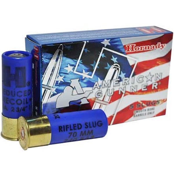 Hornady American Gunner 12 GA 2 3/4" 1 oz Rifled Slug Reduced Recoil (5 Rounds) Sku 86231