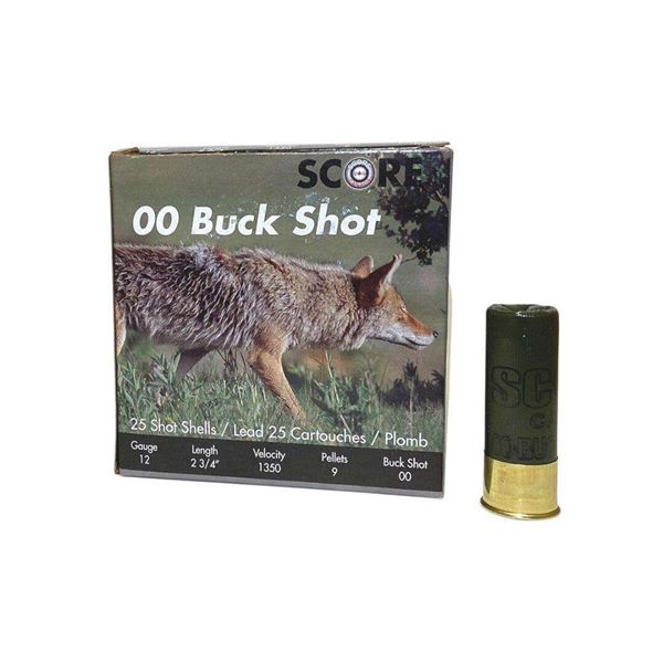 Score 12 GA 2 3/4" 9 Pellet 00 Buck Shot (25 Rounds) Sku SCORE00BUCK