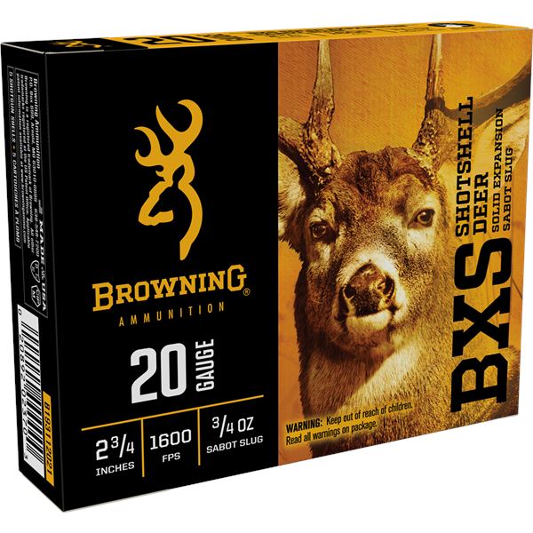 Browning BXS 20 GA 2 3/4" 3/4Oz, Sabot Slug (5-Rounds) Sku B193112021