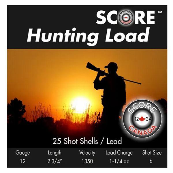 Score Lead 12 GA 2 3/4" 1 1/4oz #6 (25 Rounds) Sku 12GA-LEAD06