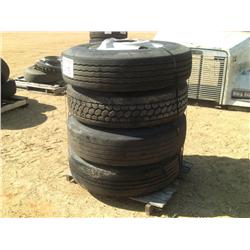 (1) SET 11R22.5 TRUCK TIRES AND RIMS
