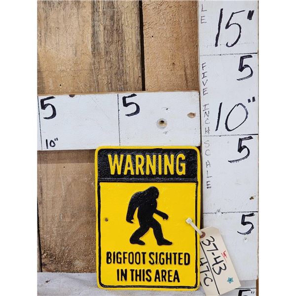 Cast Iron Bigfoot Sign