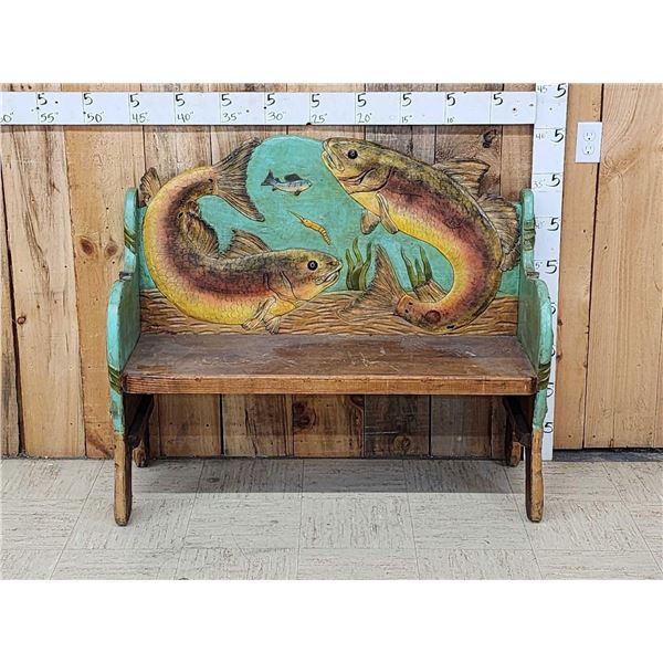 Hand Carved Wooden Bench