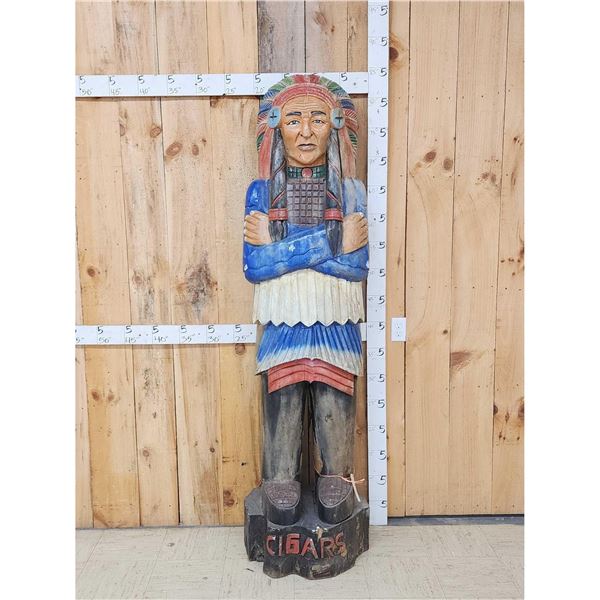Hand Carved Wooden Cigar Store Indian