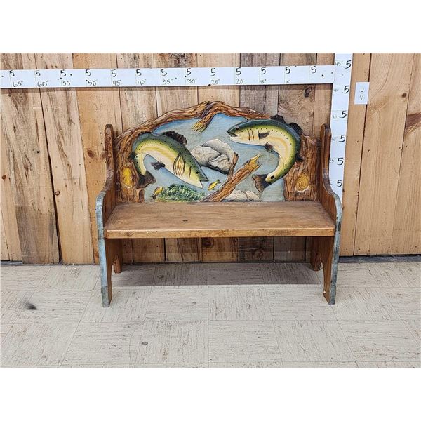 Hand Carved Wooden Bench