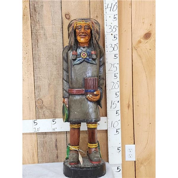 Hand Carved Wooden Cigar Store Indian