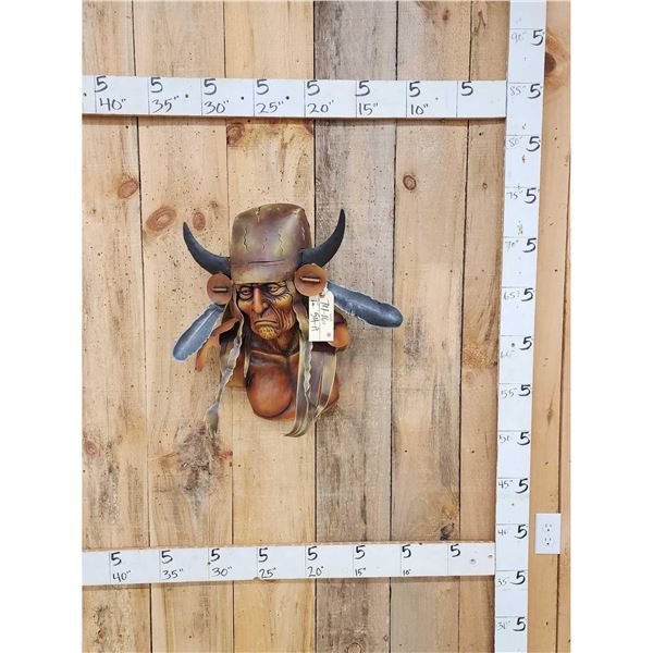 Native American Bust Metal Sculpture