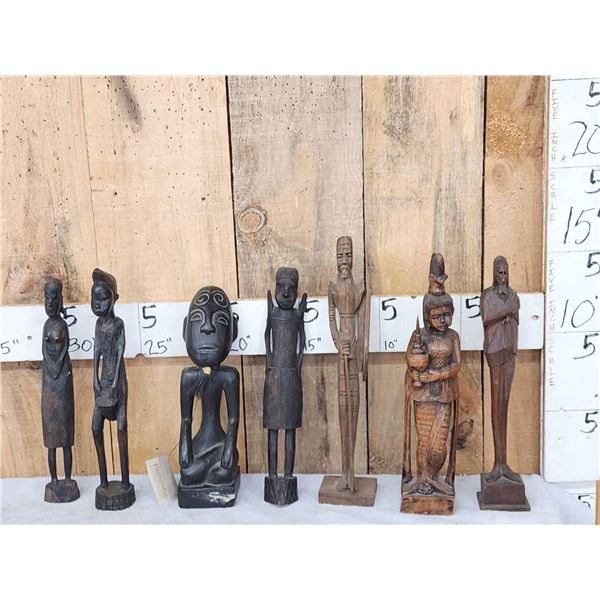 Group Of Hand Carved Exotic Eooden Statues