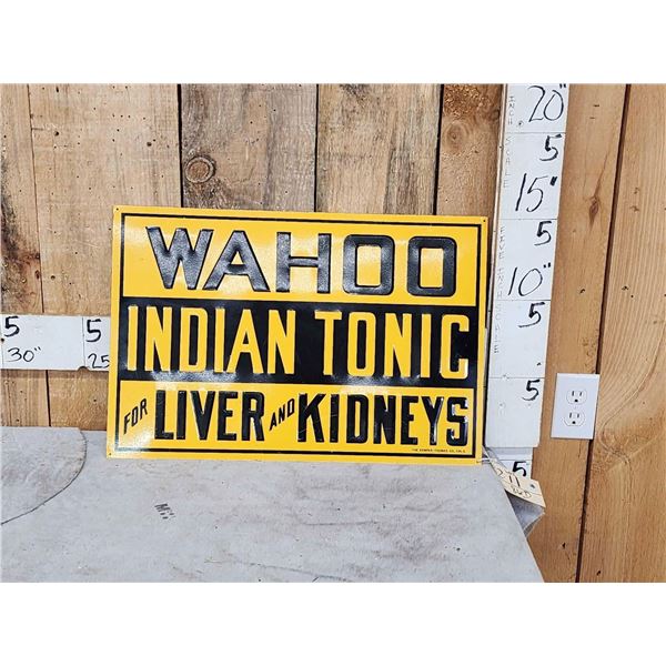Wahoo Indian Tonic Metal Sign