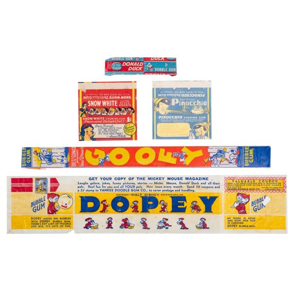 A Collection of Disney Bubble Gum Wrappers.