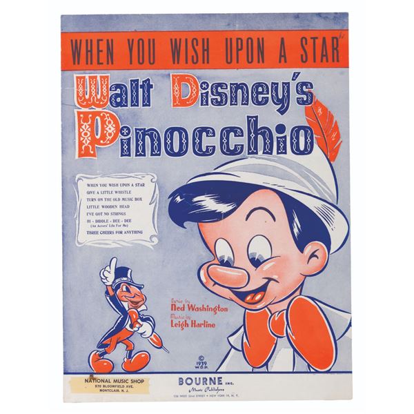 Pinocchio "When You Wish Upon A Star" Sheet Music.
