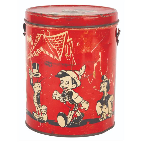 A "Pinocchio" Tin Litho Pail with Lid.