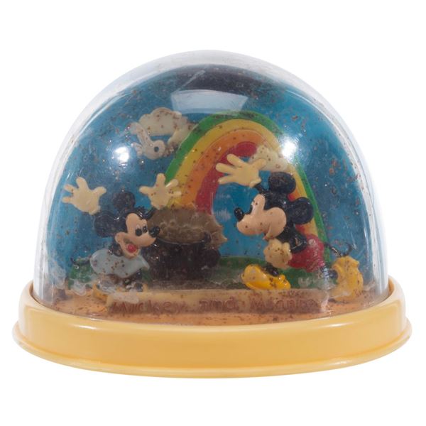 A Mickey Mouse and Minnie Snow Globe.