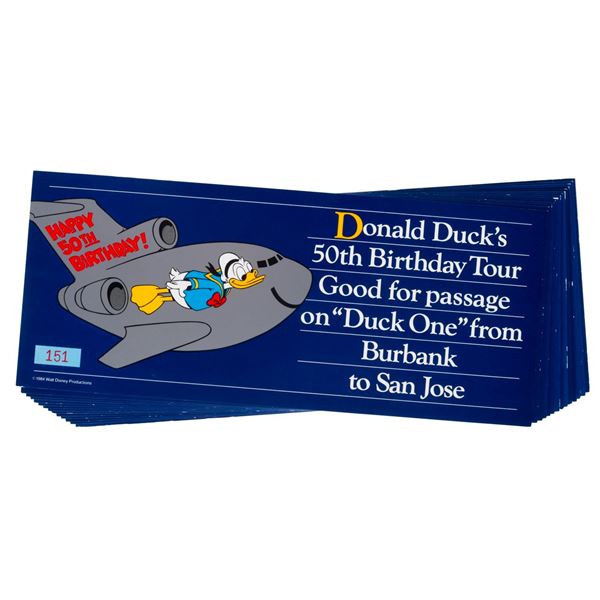 Donald Duck's 50th Birthday Set of Airline Ticket Vouchers.