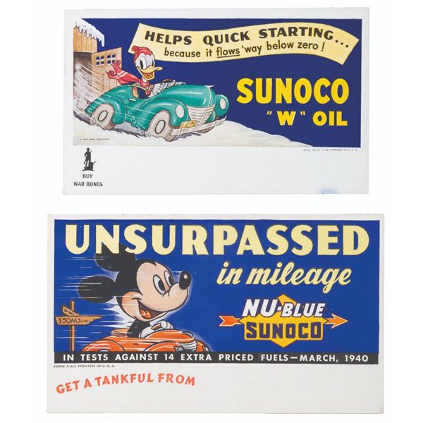 A Pair of Sunoco Oil Disney Ink Blotter Cards.