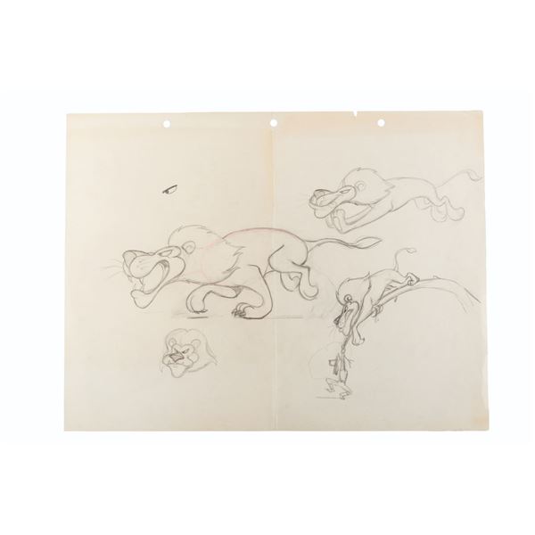 An Original Fleischer Studios Lion Model Sheet.