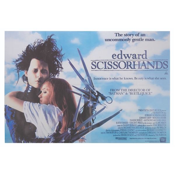 An "Edward Scissorhands" British Quad Poster.