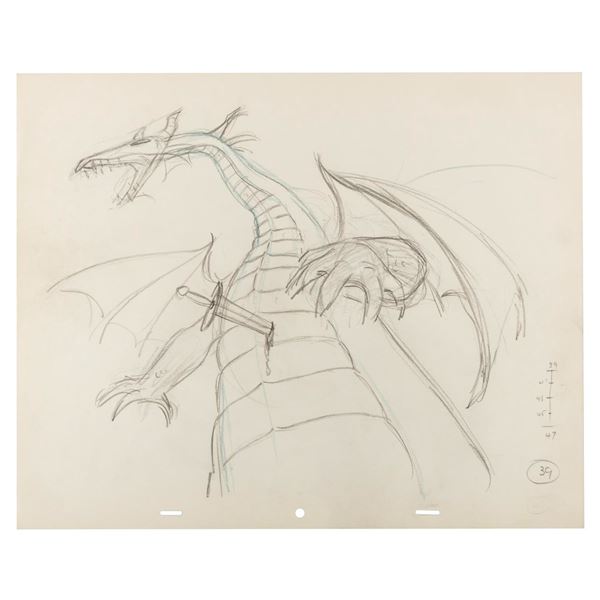 A "Sleeping Beauty" Maleficent Dragon Production Drawing.