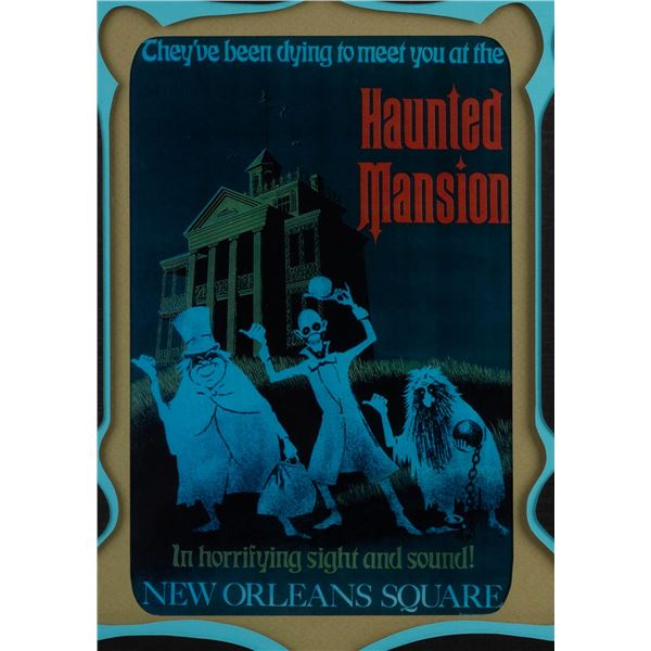 A Framed Haunted Mansion Attraction Poster Print.