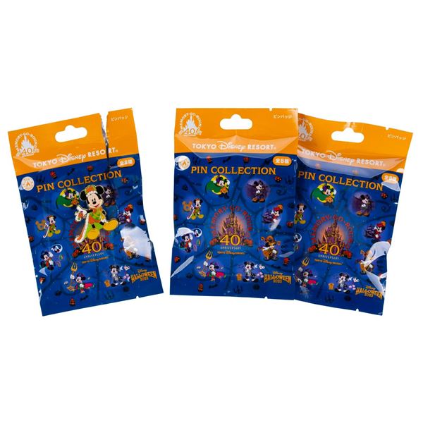 Three Tokyo Disney 40th Memory-Go-Round Halloween Pins.