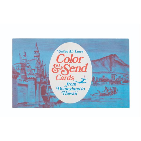 A United Airlines Disney Color & Send Postcards Book.