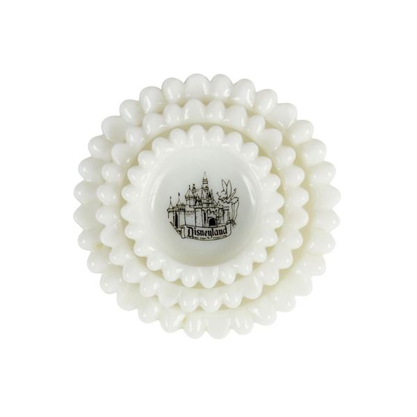 Three Disneyland Milk Glass Ashtrays.