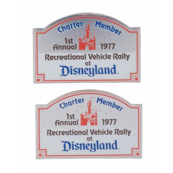A Pair of Charter Member Disneyland RV Rally Emblems.