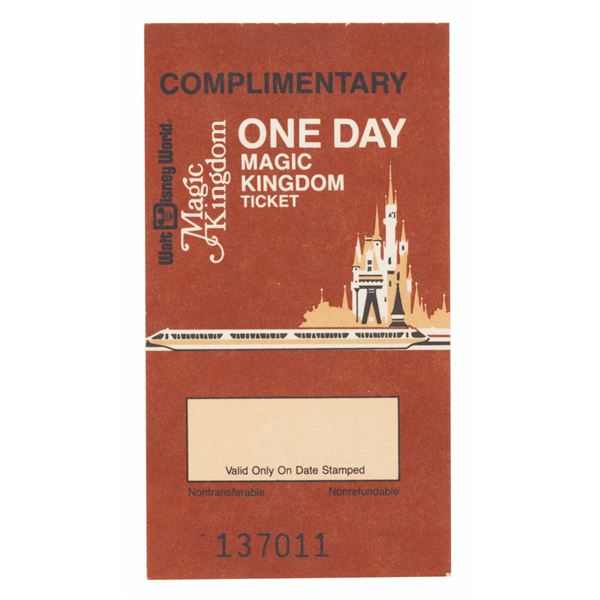 A Rare 1982 Magic Kingdom Complimentary Ticket.