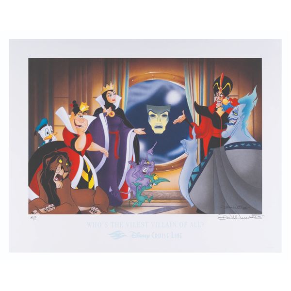 A Disney Cruise Lines "Who's The Vilest Villain of All?" Litho by Don Williams.