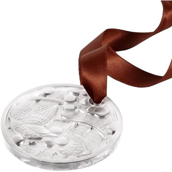 Lalique Crystal Clear Merles Et Raisins Christmas Tree Ornament, Sealed Box