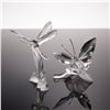Image 2 : 2pc Swarovski Silver Crystal Figurines, Dragonfly and Butterfly on Leaf