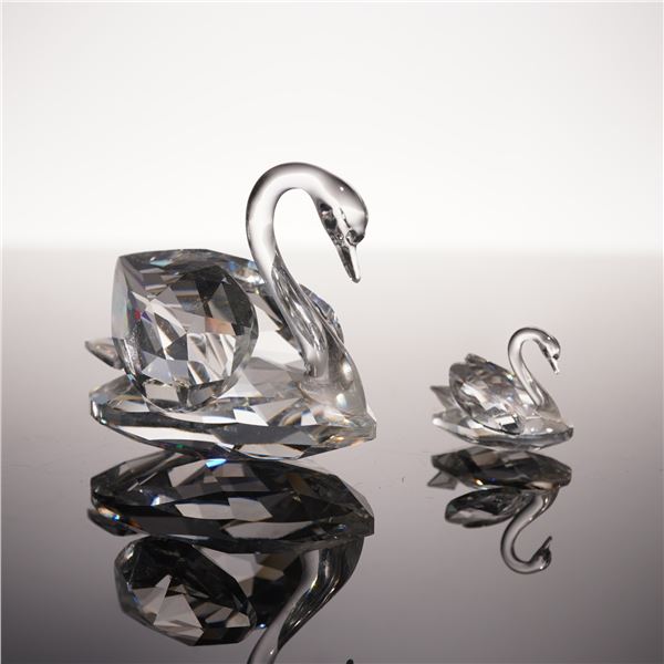 2pc Swarovski Silver Crystal Figurines, Swans