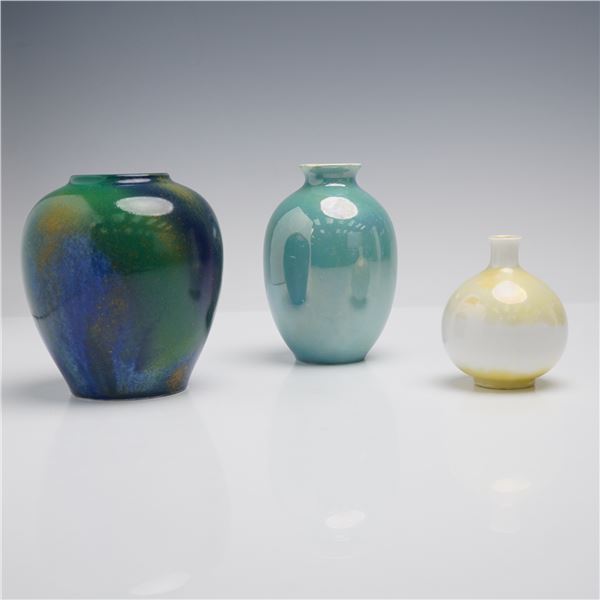 3pc Royal Doulton Lustre Ware Vases