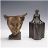 Image 1 : 2pc Vintage Bronze Art Deco Bookend and Wall Sconce