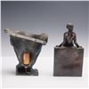 Image 2 : 2pc Vintage Bronze Art Deco Bookend and Wall Sconce