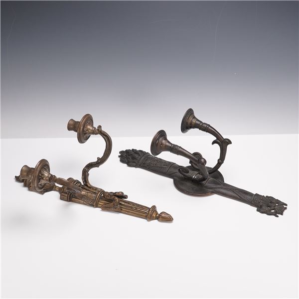 2pc Cast Metal Neoclassical Style Wall Sconces
