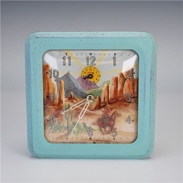 Ingraham Roy Rogers Alarm Clock with Western Desert Scene