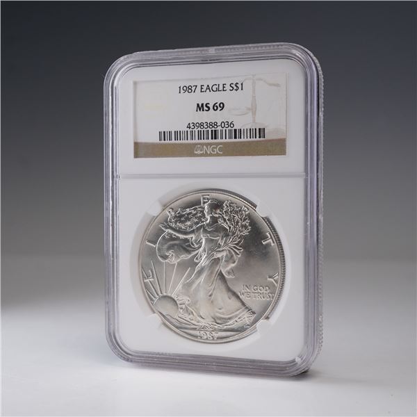 1987 American Silver Eagle Type 1 Dollar NGC Graded MS 69