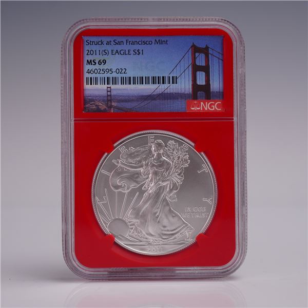 2011 (S) American Silver Eagle One Dollar Coin NGC Graded MS 69