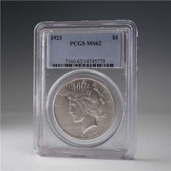1923 Peace Silver Dollar PCGS Graded MS 62