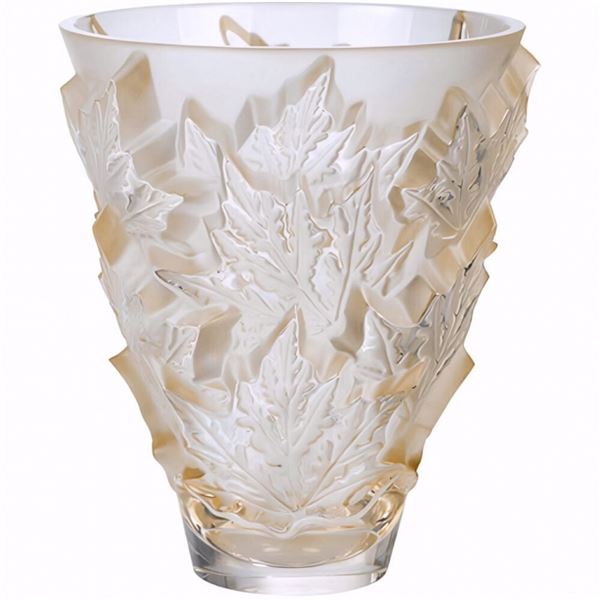 Lalique Crystal Vase, Champs Elysees Gold, Sealed Box