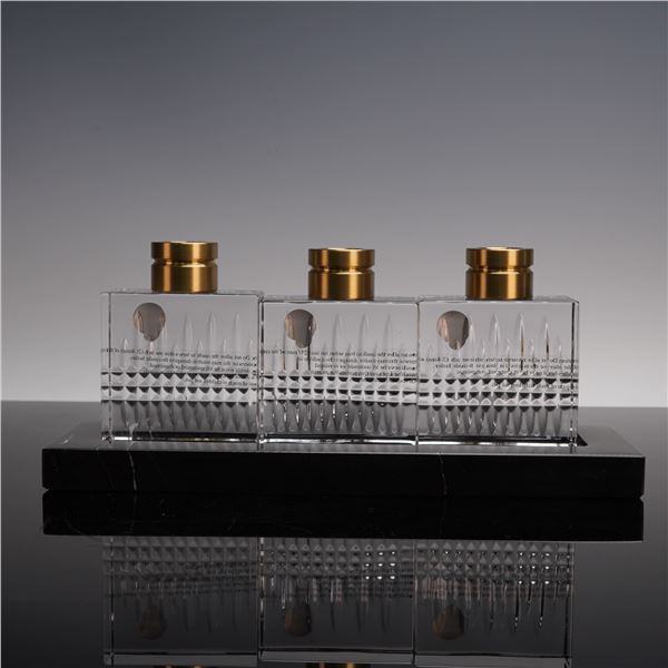 Waterford Crystal Lismore Short Stories Candlestick Set with Marble Base