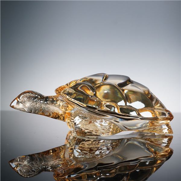 Lalique Crystal Gold Lustre Caroline Turtle Figurine
