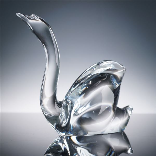 Baccarat Crystal Figurine, Swan Head Up
