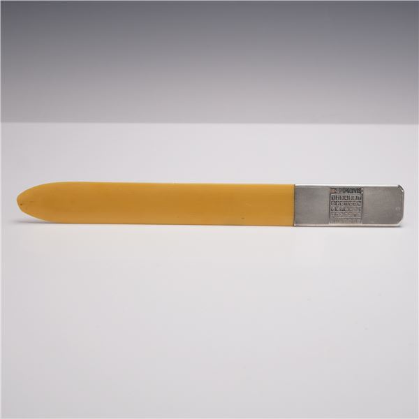 Art Deco Celluloid Letter Opener with Sterling Silver Calendar Handle