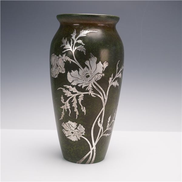 Heintz Art Metal Shop Sterling Silver On Bronze Vase