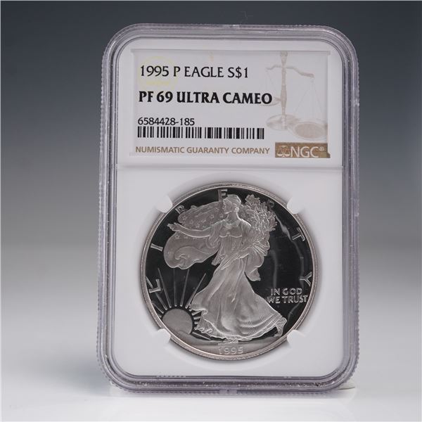 1995-P American Silver Eagle Type 1 Dollar NGC Graded PF 69 Ultra Cameo